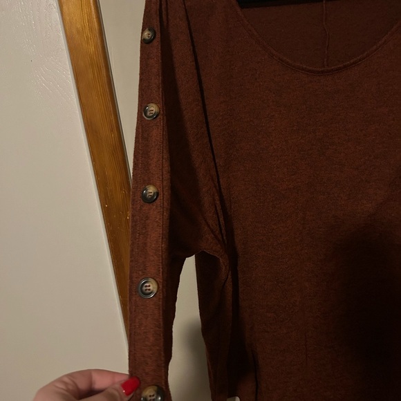 Lily Morgan Long Sleeve Top with Button Detail - Picture 3 of 3
